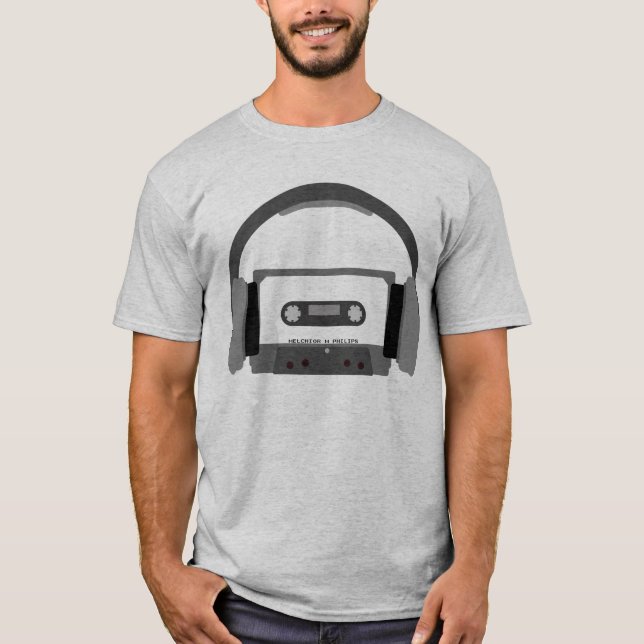 Kassett med hörlurar t shirt (Framsida)