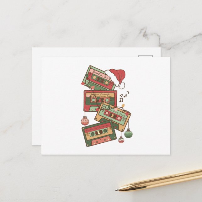 Kassettband för julmusik vykort (Fram/Back In Situ)