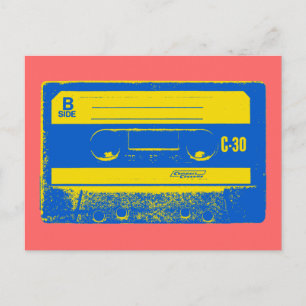 Kassettband för Retro Blue & Gult Vykort