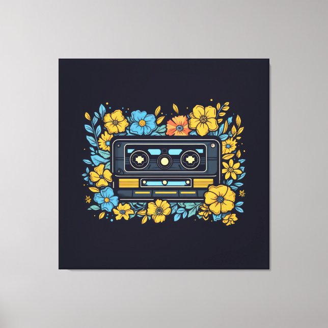 Kassettband med blommor canvastryck (Framsida)
