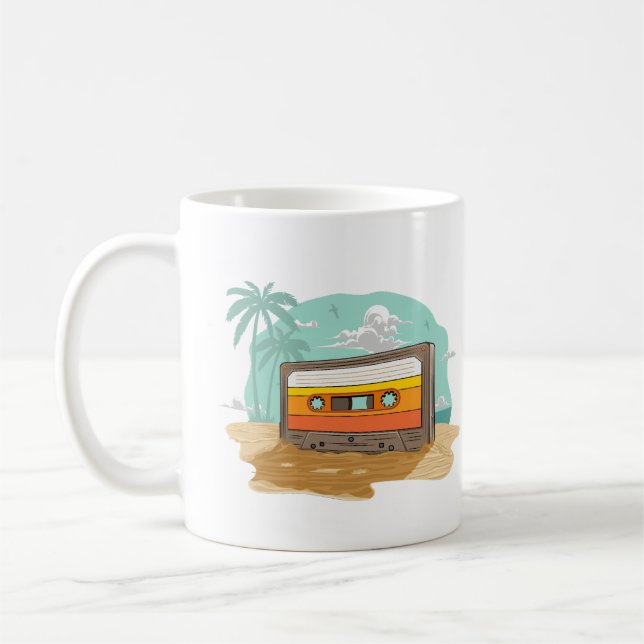 Kassettband Retro 80-tal på Beach Rewind Kaffemugg (Vänster)