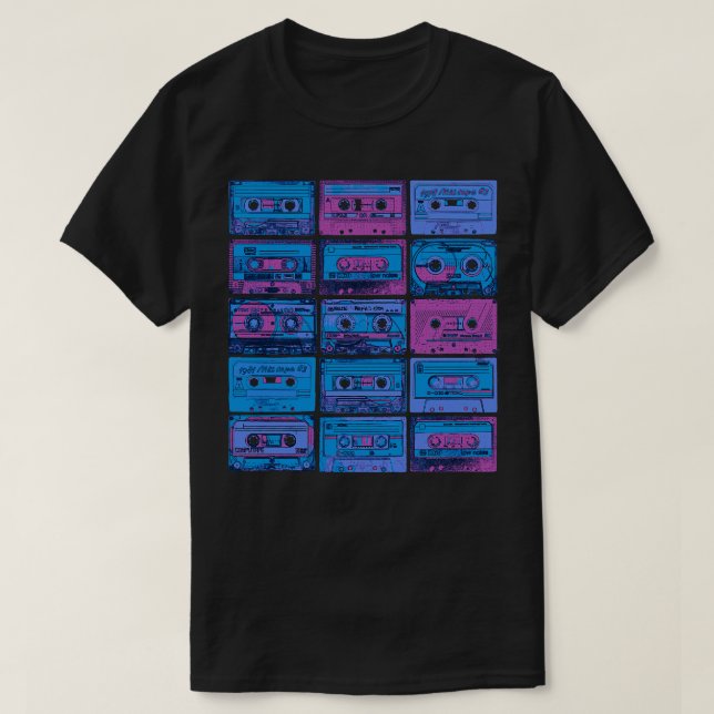 Kassettband Retro 80s 90s Analog Vinyl Music Bl T Shirt (Design framsida)