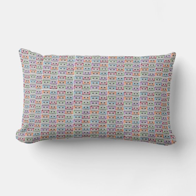 Kassettband Retro Pastel Mönster Lumbarkudde (Framsida)