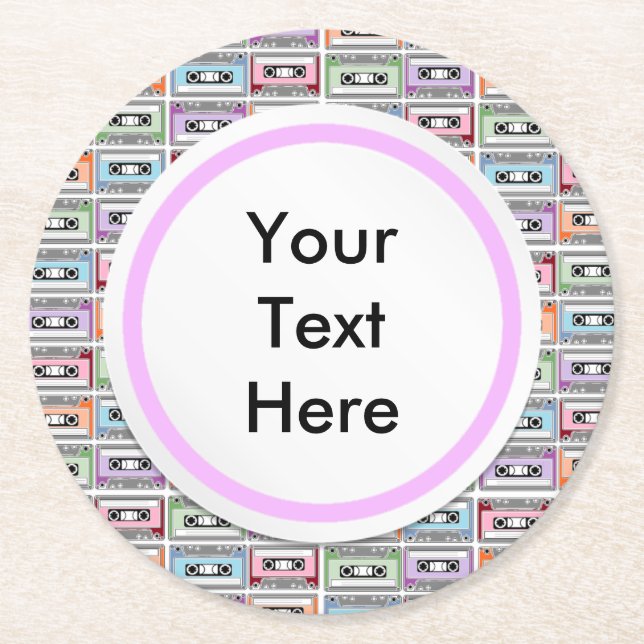 Kassettband Underlägg Papper Rund (Framsidan)