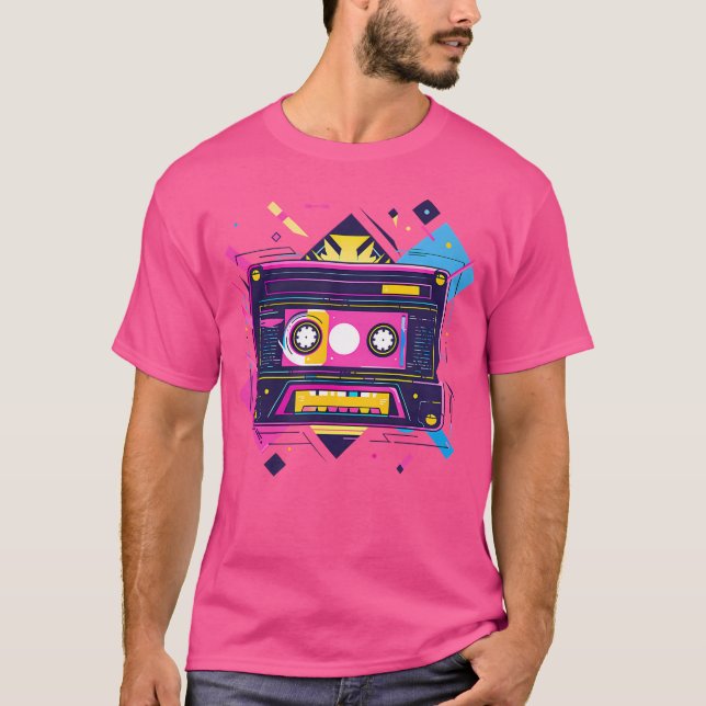 Kassettbandgeometrisk design 90S Rb T Shirt (Framsida)