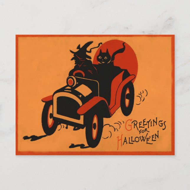 Kassettbil med svart bläck, full moon vykort (Framsida)