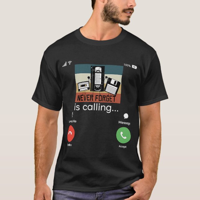 Kassettdiskettenhet Vhs Tape 60s Glöm aldrig Cas T Shirt (Framsida)