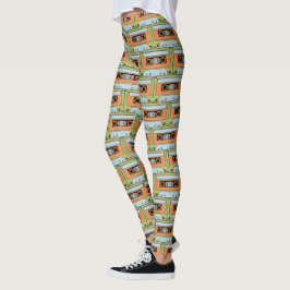 Kassetten tejpar Retro grönt för orange för Leggings