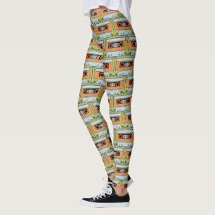 Kassetten tejpar Retro grönt för orange för Leggings