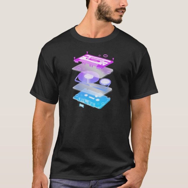 Kassettexplosion - diskjockeymusik för DJ DJing Tee Shirt (Framsida)