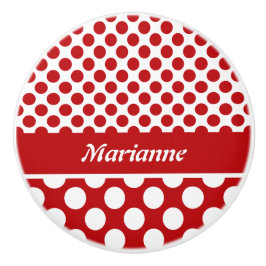 Kassi med namnet Red Polka Dot Design Drawer Knob Knopp