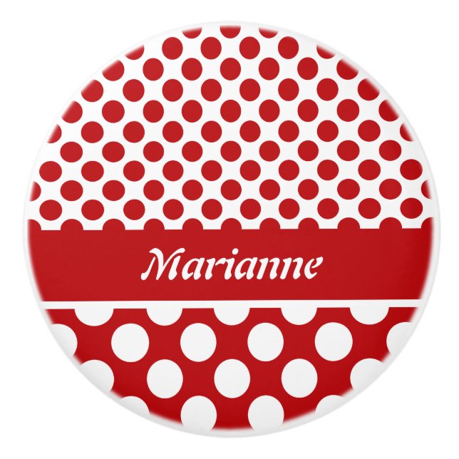Kassi med namnet Red Polka Dot Design Drawer Knob Knopp (Framsidan)