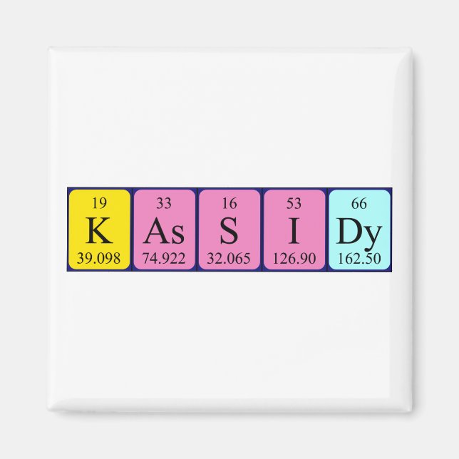 Kassidy, periodisk magnet bord namn (Framsidan)