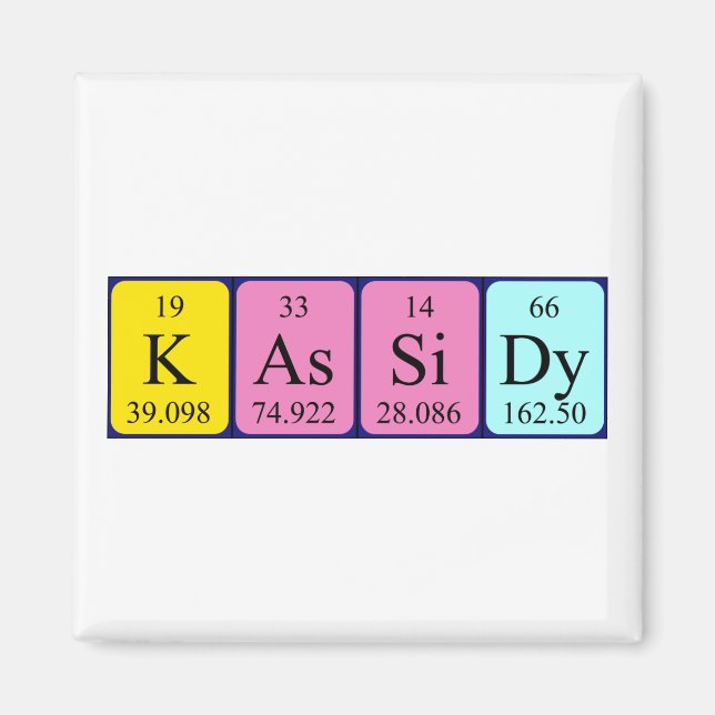 Kassidy, periodisk magnet bord namn (Framsidan)