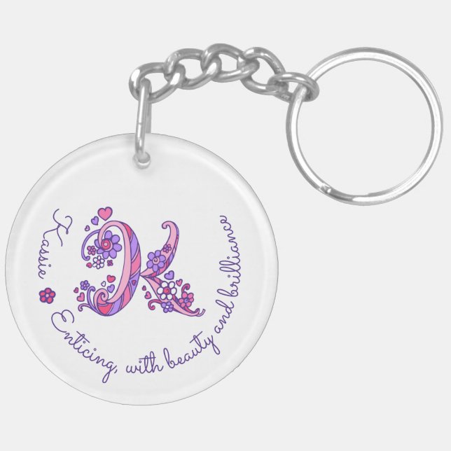 Kassie monogram känd och menande nyckelring för K (Vänster Baksida)