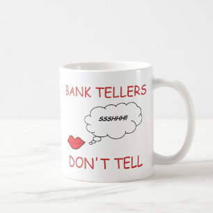 Kassör i bank berättar inte kaffemugg