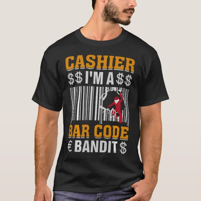 Kassörska I En Streckkod Bandit T Shirt (Framsida)