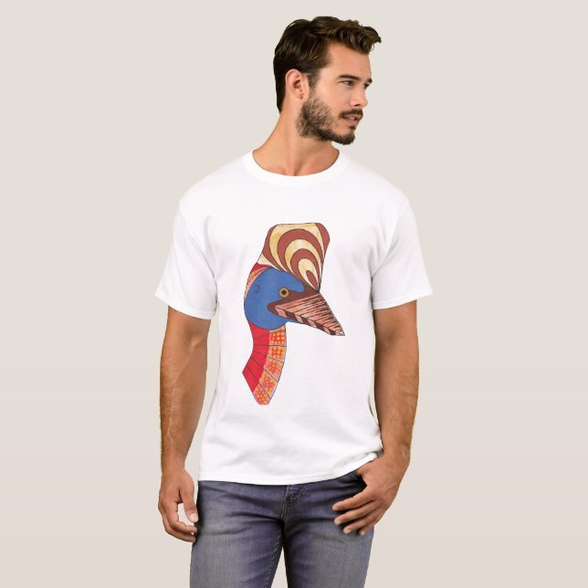 Kassowary Äkta Aboriginal Art T-shirt (Hel framsida)