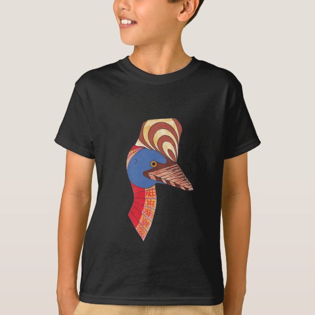 Kassowary Äkta Aboriginal Art Tee Shirt (Framsida)