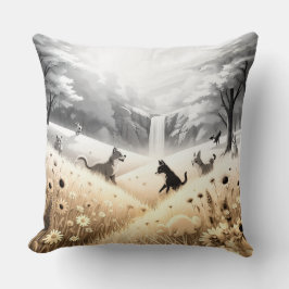 Kast kudde gyllene gula blommor och strömmande vat