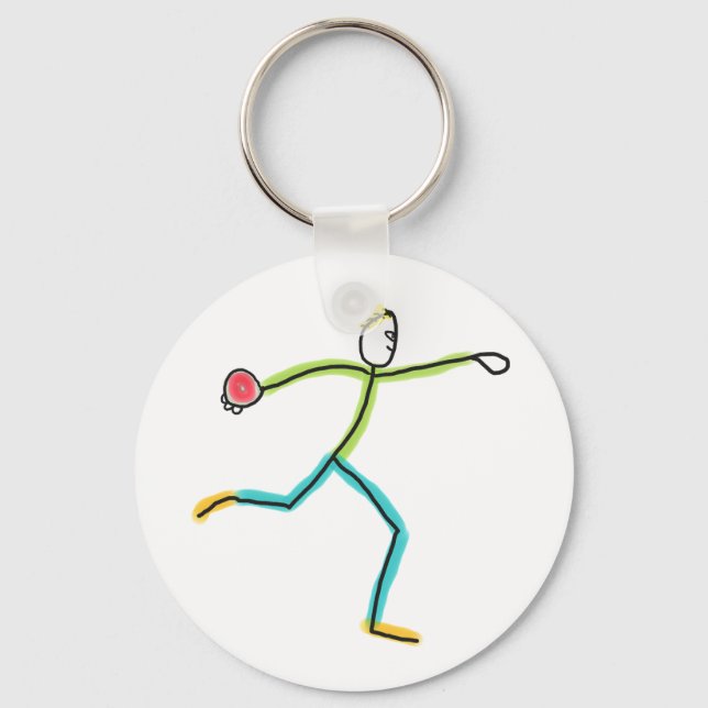 Kast Stickman för Diskus Nyckelring (Framsida)