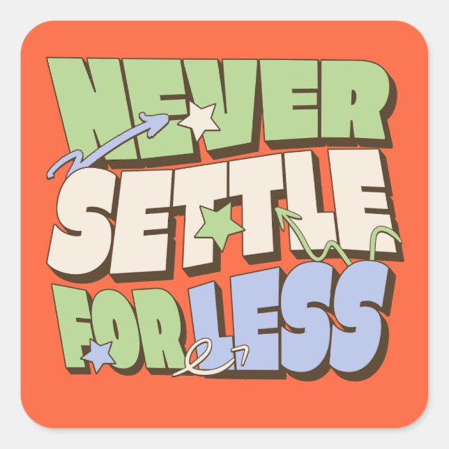 Kasta aldrig mindre fyrkantigt klistermärke (Framsida)