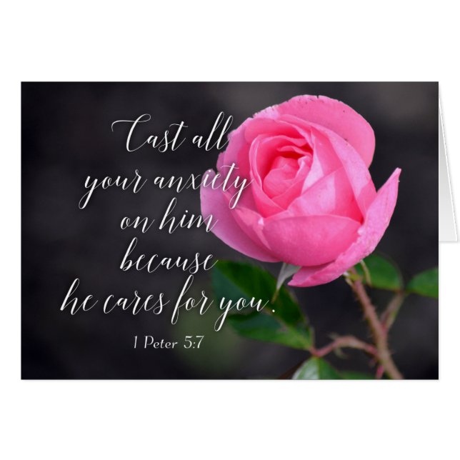 Kasta all din ängliga kristna bible Verse Prayer OBS Kort (Framsidan Horizontal)