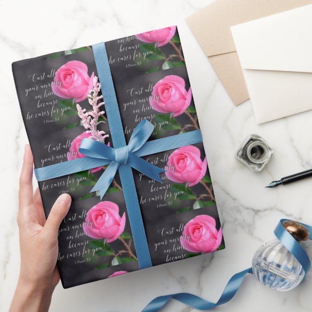 Kasta all din ängliga kristna bible Verse Prayer Presentpapper (Gifting)