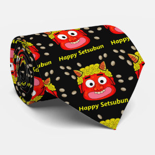 Kasta bönor på demon för Setsubun Slips