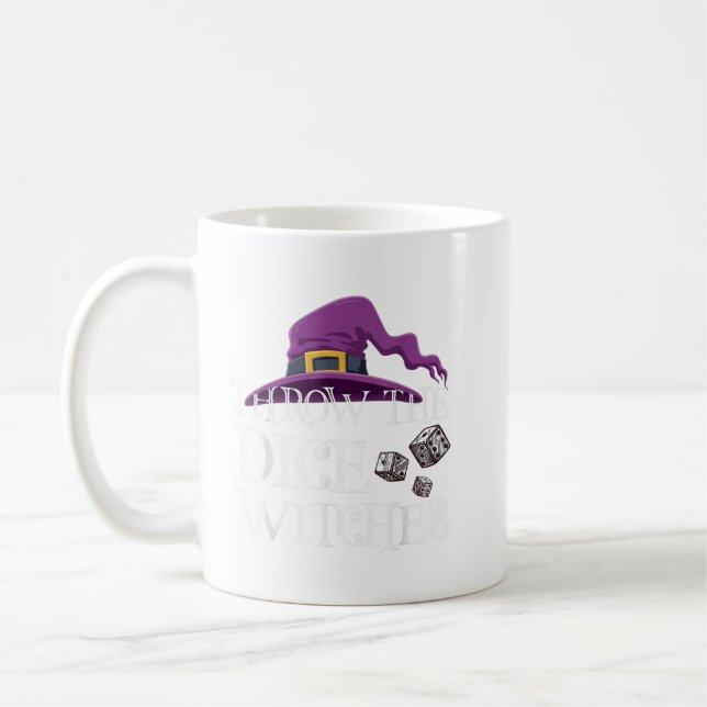 Kasta Dice Witches Bunco Night Halloween Kaffemugg (Vänster)