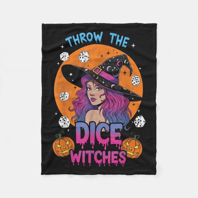 Kasta Dice Witches Bunco Party Funny Halloween Fleecefilt (Framsidan)