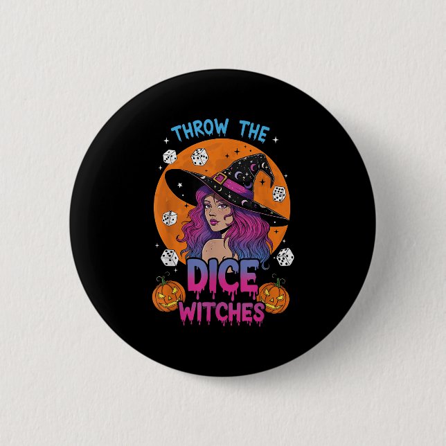 Kasta Dice Witches Bunco Party Funny Halloween Knapp (Framsida)