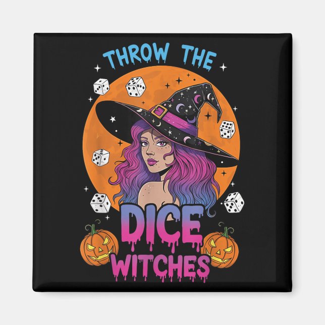 Kasta Dice Witches Bunco Party Funny Halloween Magnet (Framsidan)