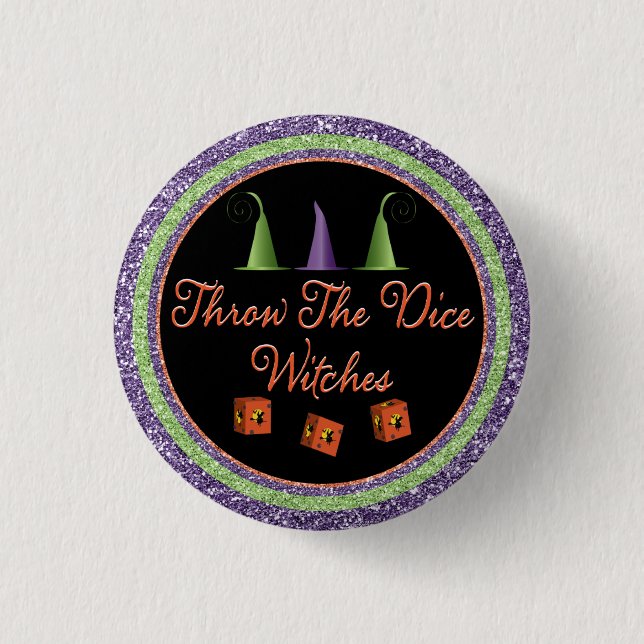 Kasta Dice Witches Halloween Gnistra Bunco Knapp (Framsida)