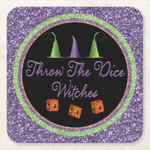 Kasta Dice Witches Halloween Gnistra Bunco Underlägg Papper Kvadrat