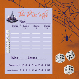 Kasta Dice Witches Halloween Scorecard Bunco Inbjudningar