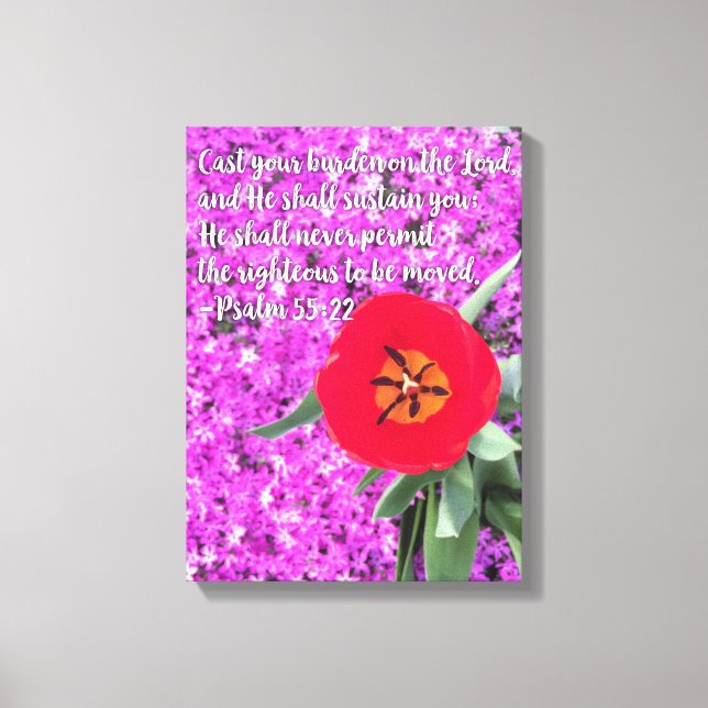 Kasta din burden bible Verse Art Flower Christian Canvastryck (Framsida)