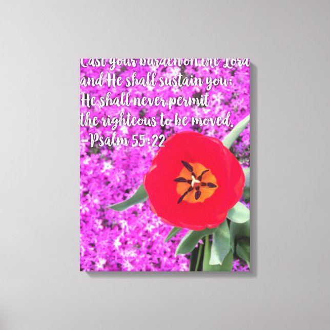 Kasta din burden bible Verse Art Flower Christian Canvastryck (Framsida)