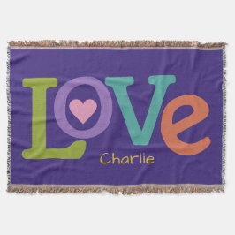 Kasta filt med färgat Kärlek-eget namn