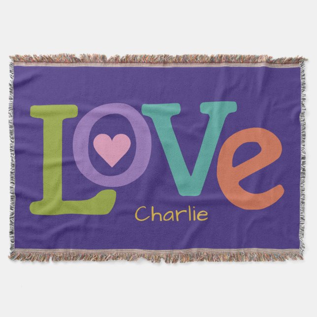 Kasta filt med färgat Kärlek-eget namn (Framsidan)