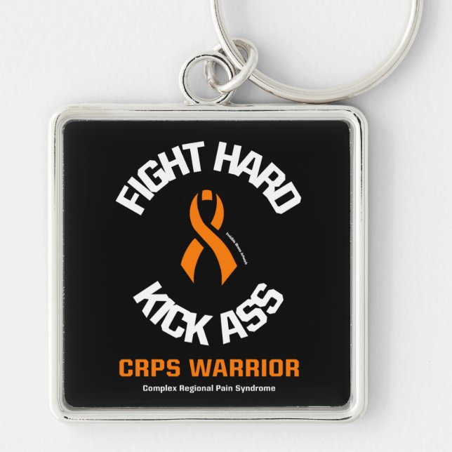 KASTA HÅRDA KICK...CRPS FYRKANTIG SILVERFÄRGAD NYCKELRING (Framsidan)