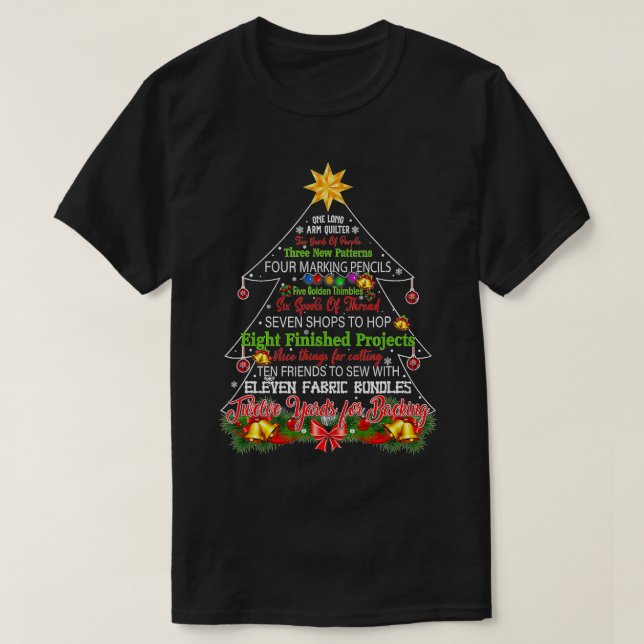 Kasta Julgran ett långt Arm-kvarterare T Shirt (Design framsida)