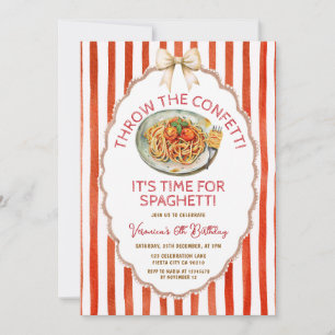 Kasta Konfettidags för Spaghetti Födelsedag Inbjudningar