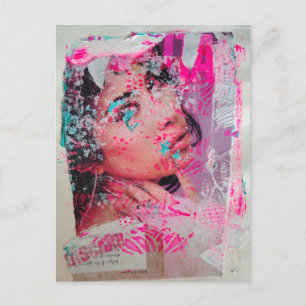 Kasta Kvinna Mixed Media Collage Postkort Vykort