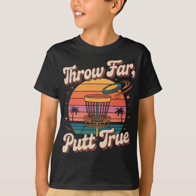 Kasta Långt Putt Sant Discgolf Pion T Shirt (Framsida)
