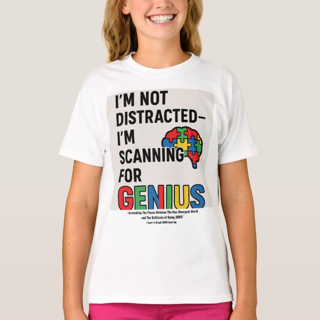Kasta med ADHD "JAG ÄR INTE AVSTRACTED" T Shirt (Framsida)