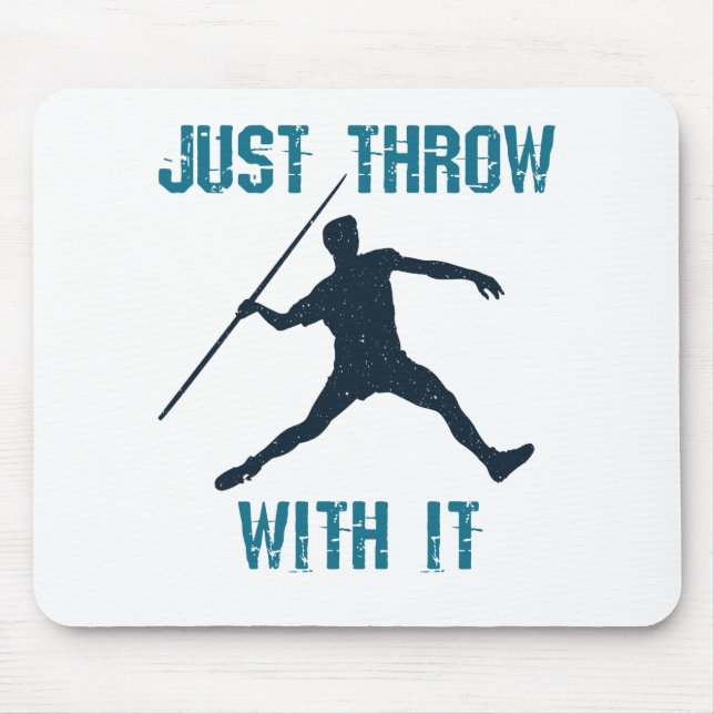 Kasta med Javelin Thrower Track och Fält Musmatta (Framsidan)