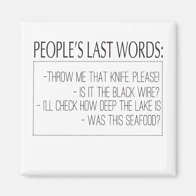 Kasta mig det Knivar, snälla! Magnet (Framsidan)