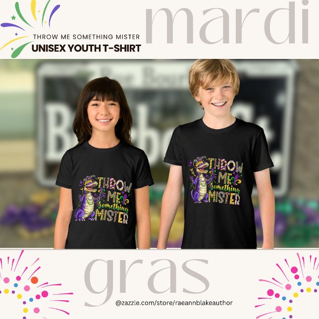 "Kasta mig något, mr" Mardi Gras Youth T Shirt (Skapare uppladdad)