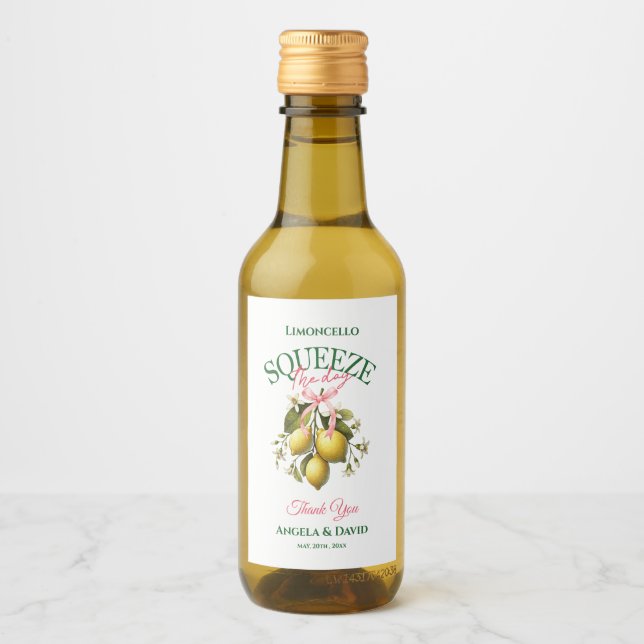 Kasta Mini Limoncello Bröllop dagen Vinetikett (Framsida)
